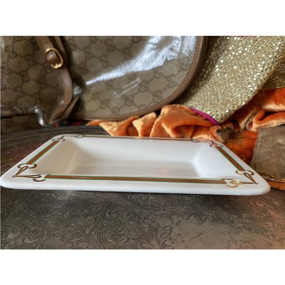 Rare Vintage GUCCI  Dish Change Tray Ashtray Porcelain 14k Barware Home Decor GG - Picture 3 of 9